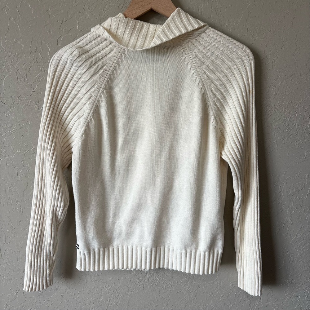 IZOD Cotton Sweater Zip Up White Petite Large - Picture 8 of 9